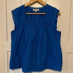 Lucky Brand Women's Blue Lace Trim Blouse